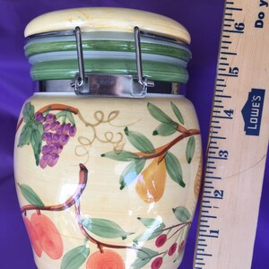 FREE SHIPPING. Vintage beautiful Fruit embellished cannister.