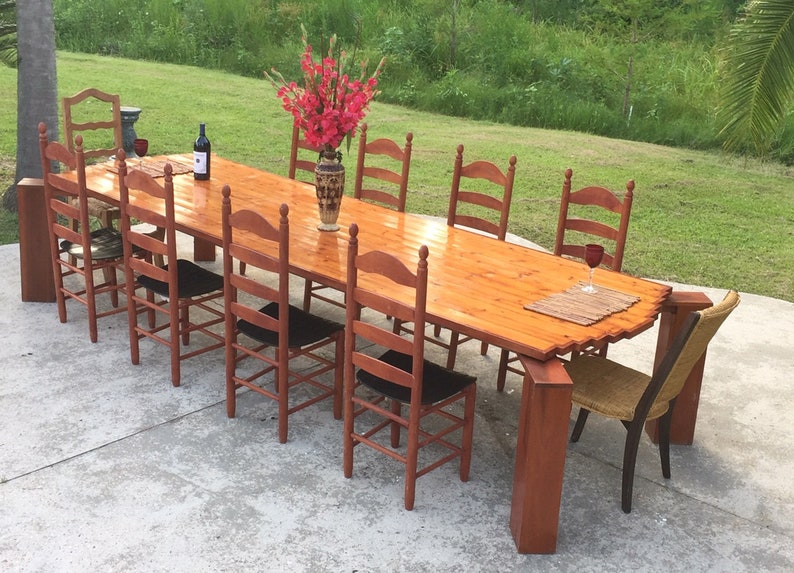 Custom Made Large Wooden Dining Table and 10 Chairs One of a Kind Etsy