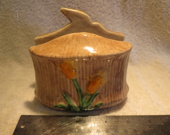 ヴィンテージ風のトウモロコシと花のナプキンホルダー（陶器製