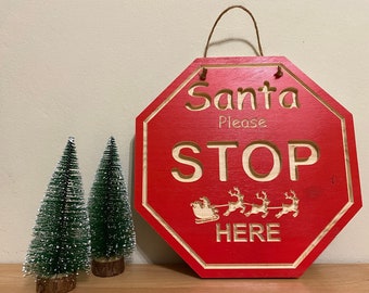 Santa Stop Here Door Hanger, Digital File, SVG-PDF-DXF-ai, Download -Laser or Cnc Cut File