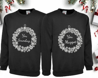 You Scumbag, You Maggot Christmas Printed Sweater Set For Him Her - Couple Matching - Christmas Sweaters, Christmas Jumpers