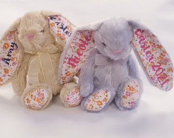 Personalised Bunnies Rabbit Soft Toy Easter Birth Birthday