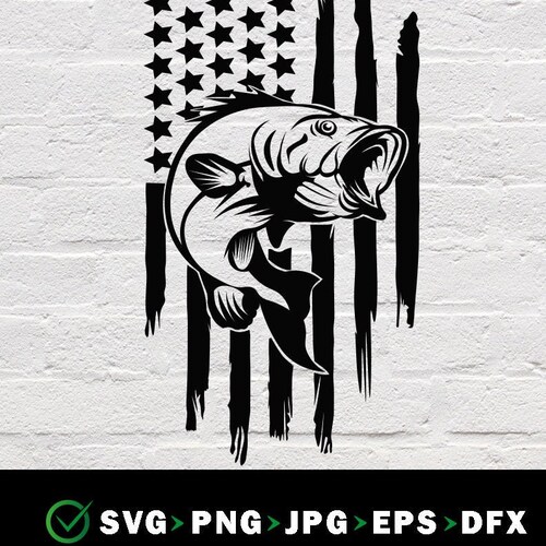 Bass Fishing American Flag PNG SVG Cut Files Patriotic - Etsy