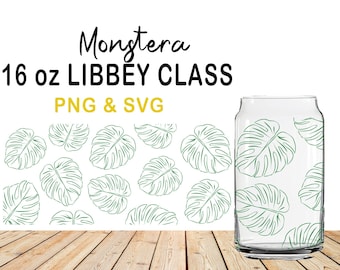 MONSTERA LEAF Glass Wrap Svg,16oz Libbey Full Wrap Svg,Can Glass Wrap,Beer Can Glass Svg,Soda Can glass,Can Glass Svg,Libbey Glass Svg