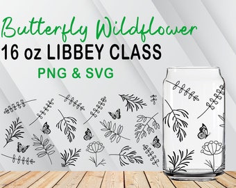 Blumen Schmetterling Libbey Glas Svg,Bierdose Glas Svg,Kanne Glas Wickel Svg,Can Glass Svg,16oz Libbey Full Wrap,Instant Digital Download