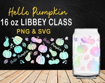 Halloween Pumpkin Glass Wrap Svg,Hello Pumpkin 16oz Libbey Full Wrap Svg,Halloween Wrap Svg, Pumpkin Can Glass Svg,Pumpkin Beer Can Glass
