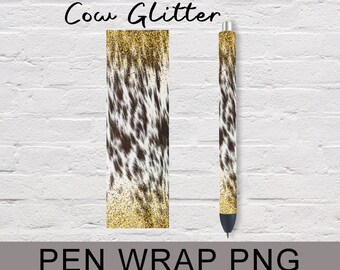 Cow Golden Glitter Pen Wrap,Leopaed Pen Wrap,Animal Print Pen Wrap,Epoxy Pen For Digital Png File Instant Download