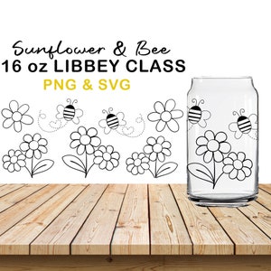 Sunflower Glass Wrap Svg,16oz Libbey Full Wrap Svg, Can Glass Wrap, Can Glass Svg, Libbey Glass Svg