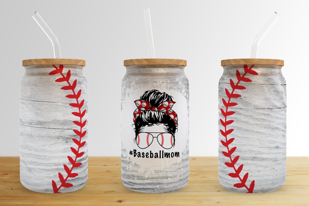 Baseball Mom 16 Oz Libbey Glass Can Tumbler Sublimation Design,mom ...