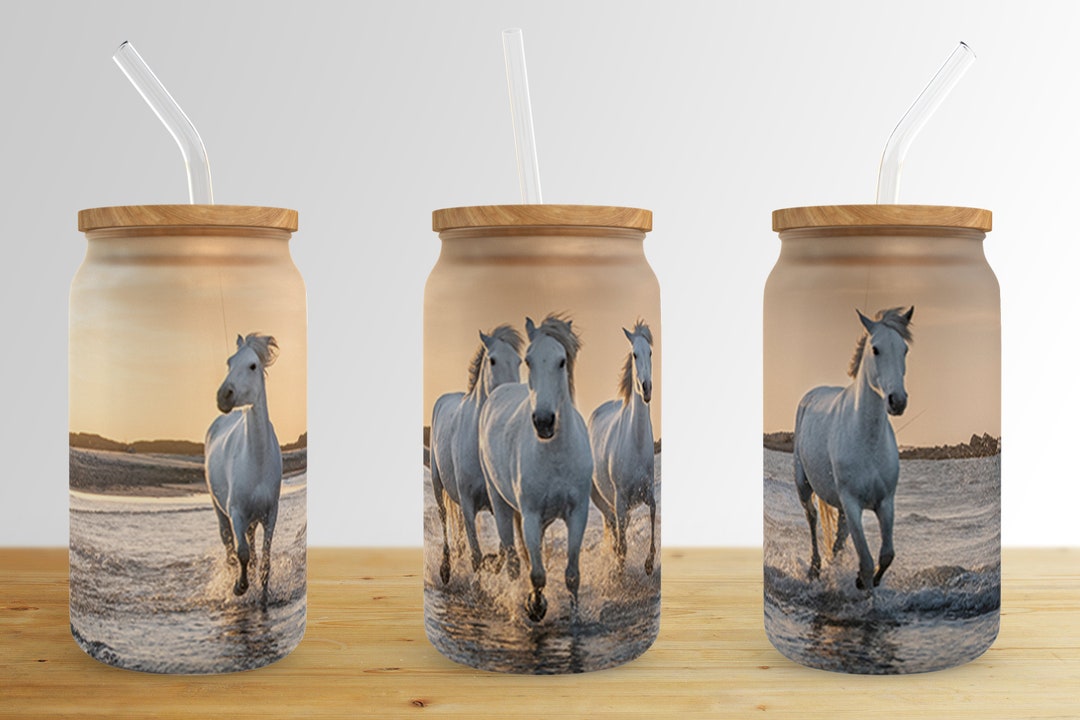 Horse 16 Oz Libbey Glass Can Tumbler Sublimation Design,animal Glass ...