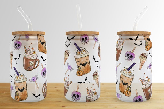 Halloween Coffee 16 Oz Libbey Glass Can Tumbler Sublimation - Etsy