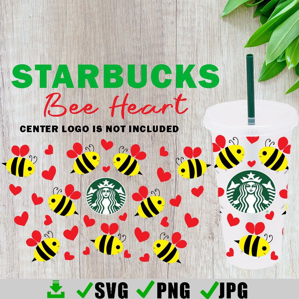 Download Valentine Bee Heart Starbucks Cold Cup SVG Full Wrap | Etsy