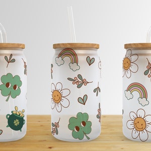 Lucky Day 16oz Libbey Glass St. Patrick's Day Can Tumbler Sublimation Design Glass Can Wrap Digital Png File Instance Download