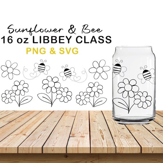 Sunflower Glass Wrap Svg16oz Libbey Full Wrap Svg Can Glass - Etsy