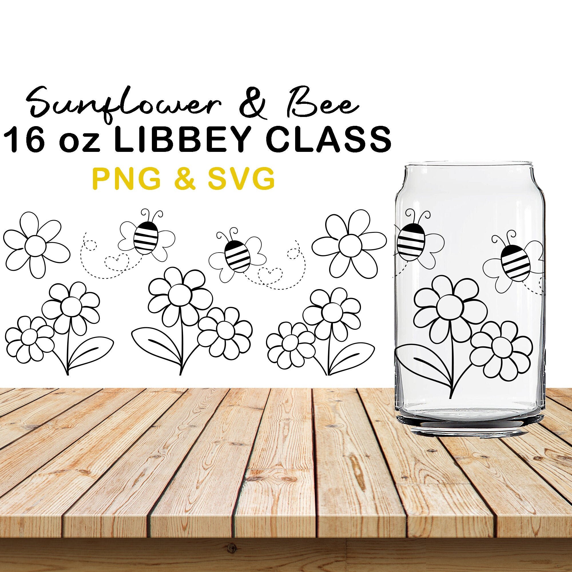 Sunflower Glass Wrap Svg16oz Libbey Full Wrap Svg Can Glass - Etsy