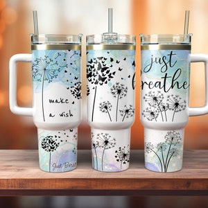 Just Breathe 40oz Quencher Tumbler Sublimation Design,Seamless 40oz Tumbler Wrap,Sublimation Instant Downloads PNG