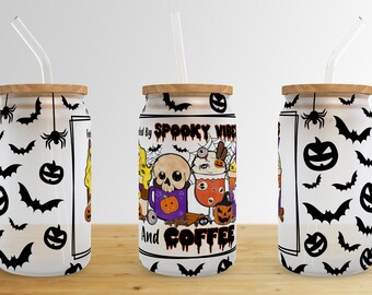 Halloween Pumpkins 16 oz Libbey Glass Can Tumbler Sublimation Design,Glass Can Sublimate Designs,Glass Can tumbler design PNG download