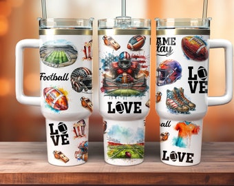 Piłka nożna 40oz Quencher Tumbler Sublimacja Design,Bezszwowe 40oz Tumbler Wrap, Sublimacja Natychmiastowe Pobieranie PNG