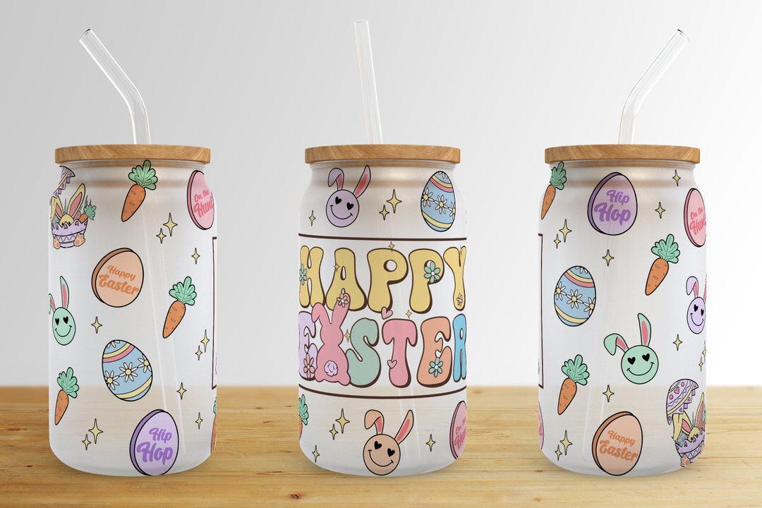 Happy Easter 16 Oz Libbey Glass Can Tumbler Sublimation Design ...