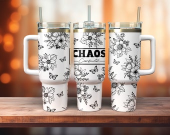 Chaos Coordinator 40oz Tumbler Wrap,Flower Sublimation Design, Seamless 40oz Tumbler Wrap, Sublimation Instant Downloads PNG