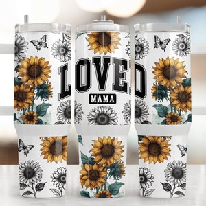 Sunflower Butterfly 40oz Quencher Tumbler Sublimation Design,Floral Mom Seamless 40oz Tumbler Wrap, Sublimation Instant Downloads PNG