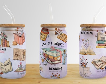 Motivation Library Quotes Pastel Glitter 16 oz Libbey Glass Can Tumbler Sublimation Design,Glass Can Sublimate Designs,umbler design PNG