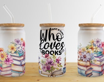 Books Libbey Glass Wrap,16 oz Libbey Glass Can Tumbler Sublimation Design,Glass Can Sublimate Designs,Glass Can tumbler design PNG download