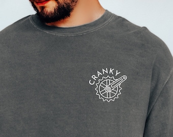 Cranky Embroidered Bike Shirt • Comfort Colors Unisex Tee • Gift for Him