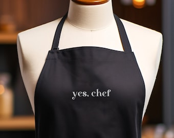 EMBROIDERED Yes, Chef Apron, Gift for Chef, Baking Apron, Baking Gifts, Cooking Apron, Cooking Gifts, Gift for Bakers