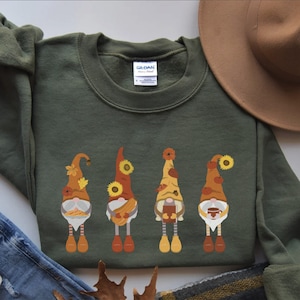 Thanksgiving Gnomes Sweatshirt, Cute Gnomes Sweatshirt, Fall Sweatshirt, Fall Gnomes Shirt, Book Shirt, Coffee Fall, Fall Pumpkin Sweater