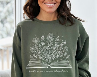 Nog maar één hoofdstuk lezen Sweatshirt, Leesgrage Crewneck, Boekenliefhebber Cadeau, Boeken Pullover, Bibliothecaris Shirt, Reader Gift, Leesgrage, Leraar