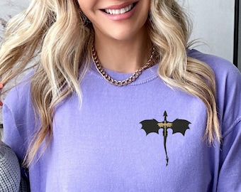 Embroidered Dragon T-Shirt, Fourth Wing Bookish Shirt