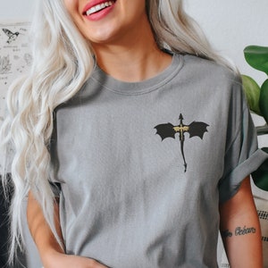 EMBROIDERED Basgiath War College Shirt, Fourth Wing Dragon Rider Violet Sorrengail Xaden Riorson Fantasy Bookish Empyrean Series Shirt