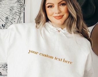 GESTICKTER benutzerdefinierter Text Hoodie, personalisierter Hoodie, personalisiertes Geschenk für die Braut, benutzerdefinierter Text Pullover, Geschenk für Mutter