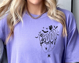 Halloween Boo Ghost Shirt, Comfort Colours Halloween T Shirt, Cute Halloween TShirt, Halloween Women's Shirt, Spooky Season, Fall Shirt
