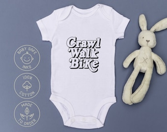 Crawl Walk Bike Baby Bodysuit, Funny Cycling Gift