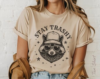 Stay Trashy Raccoon Vintage T-shirts, Retro Raccoon Shirt, Raccoon Lovers, Funny Raccon Tee, Raccoon Gifts, Oversized Shirt