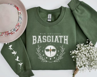 Basgiath War College Sweatshirt with Dragons on Sleeve, Fourth Wing, Dragon Rider, Rebecca Yorros, Fourth Wing, Violet Sorrengail, Bookish