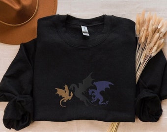 EMBROIDERED 3 dragon Fourth Wing Dragon Rider Sweatshirt, Basgiath War College, Violet Sorrengail Xaden Riorson, Bookish Empyrean Series