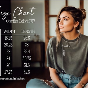 Comfort colors short sleeve 1717 unisex size chart