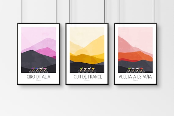 Grand Tours Cycling Art Print Set – Giro, Tour de France, Vuelta