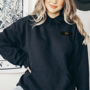 Embroidered Forth Wing Dragon Unisex Hoodie in black
