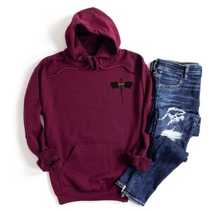 Embroidered Forth Wing Dragon Unisex Hoodie in maroon