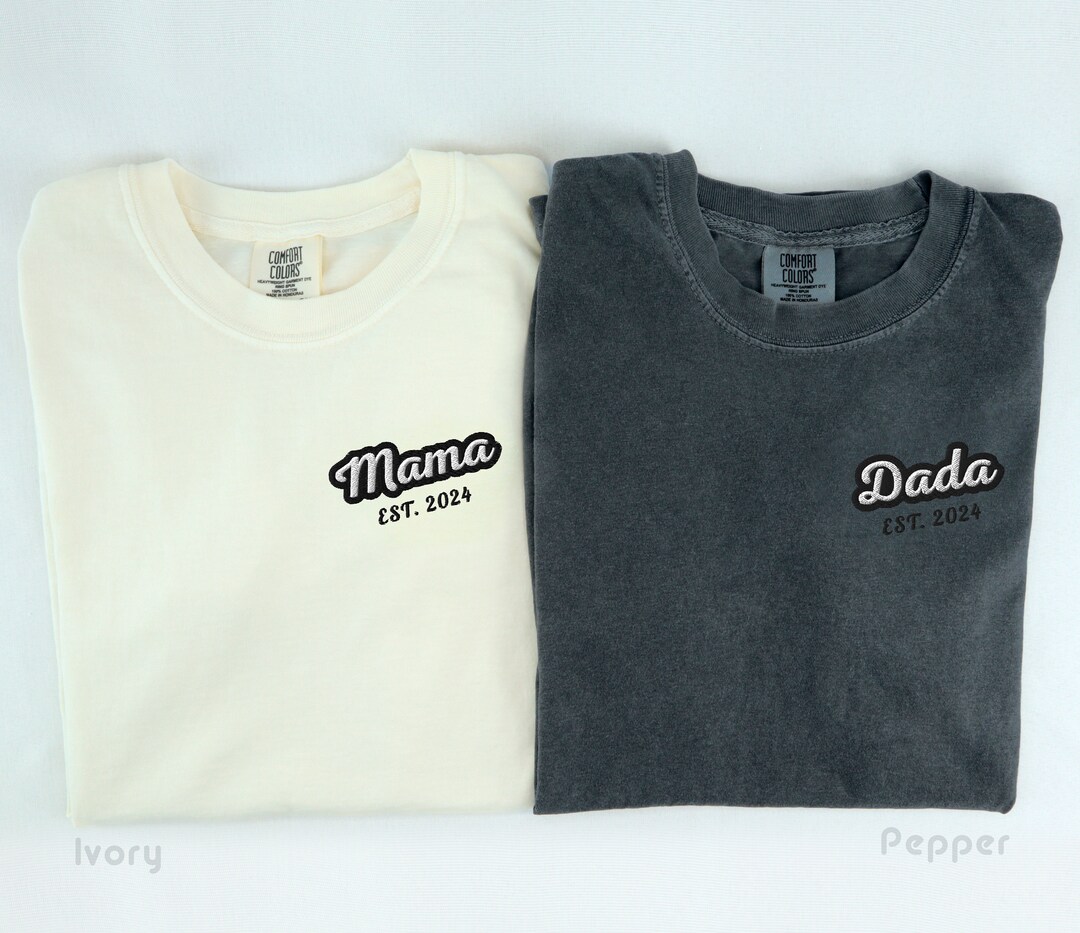Embroidered Mama Dada Shirt, Matching Mom Dad Shirts, Personalized Mama ...