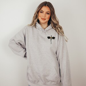 Embroidered Forth Wing Dragon Unisex Hoodie in sport grey