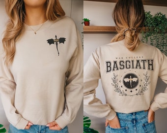 Besticktes Drachen-Sweatshirt, Basgiath War College Vintage Print, Bücherwurm vierter Flügel