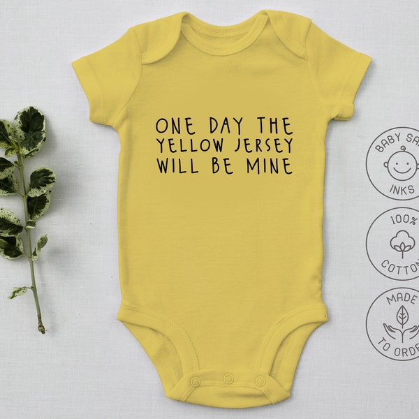 Yellow Jersey Tour De France print Baby short sleeve one piece, babyboy, babygirl, cycling bodysuit