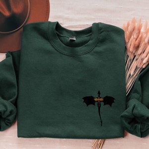 EMBROIDERED Sleeve Quote Basgiath War College Sweatshirt, Fourth Wing Dragon Rider Violet Sorrengail Xaden Riorson Fantasy Bookish Shirt