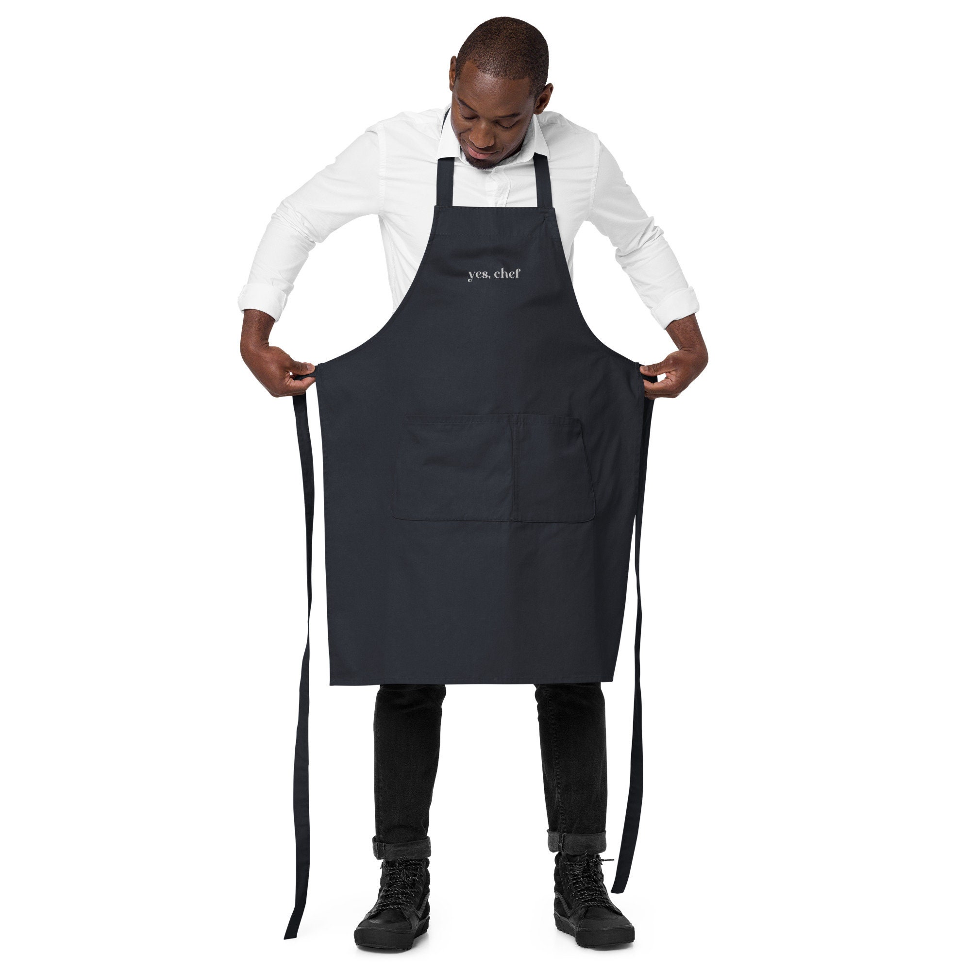 EMBROIDERED Yes, Chef Organic Cotton Apron, Chef Apron, Baking Gifts ...