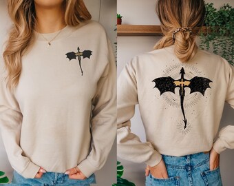 刺繍入りフォースウィングスウェットシャツ、ヴィンテージドラゴンプリント